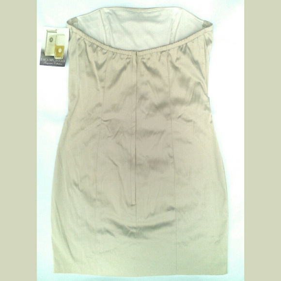 Vintage Gold Formal Stretch Satin Ruched Prom Gown Jessica McClintock Gunne Sax - Picture 3 of 6